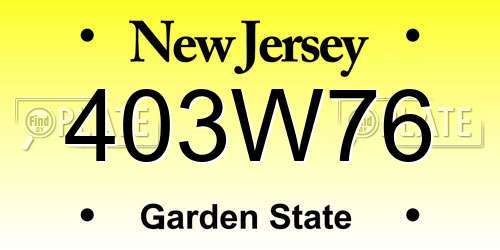 403W76 New Jersey License Plate