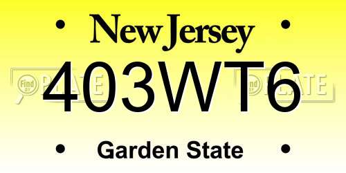 403WT6 New Jersey License Plate