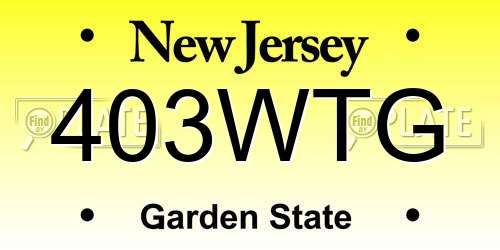 403WTG New Jersey License Plate