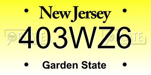 403WZ6 New Jersey License Plate