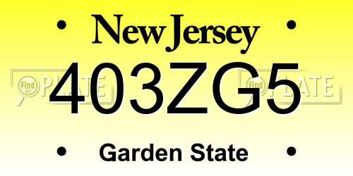 403ZG5 New Jersey License Plate