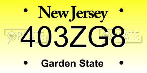 403ZG8 New Jersey License Plate