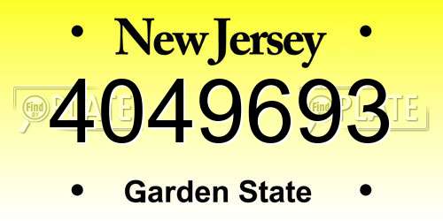 4049693 New Jersey License Plate