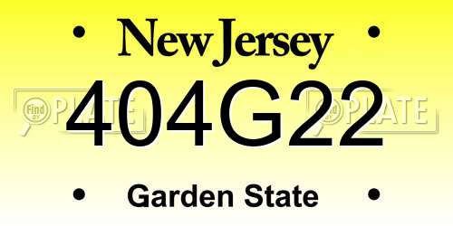 404G22 New Jersey License Plate