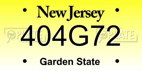 404G72 New Jersey License Plate
