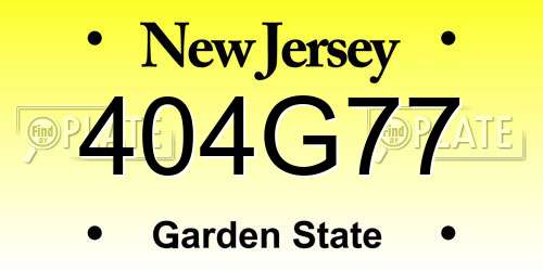 404G77 New Jersey License Plate