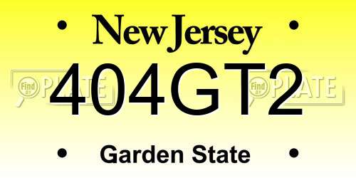 404GT2 New Jersey License Plate