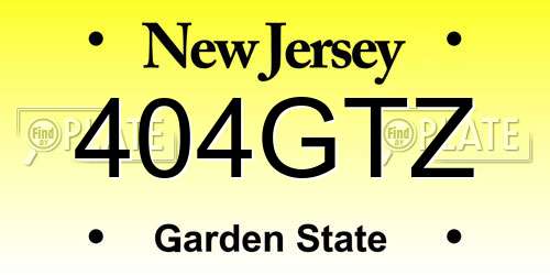404GTZ New Jersey License Plate
