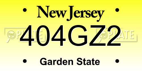 404GZ2 New Jersey License Plate