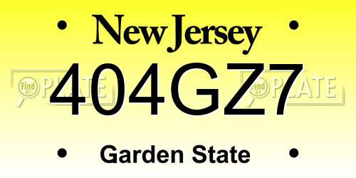 404GZ7 New Jersey License Plate