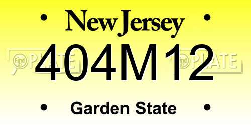 404M12 New Jersey License Plate