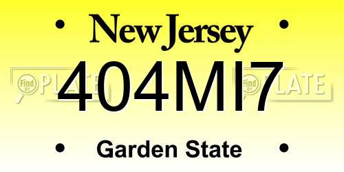 404MI7 New Jersey License Plate