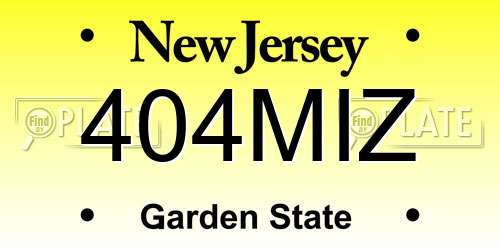 404MIZ New Jersey License Plate