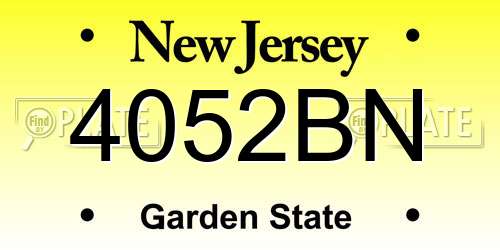4052BN New Jersey License Plate