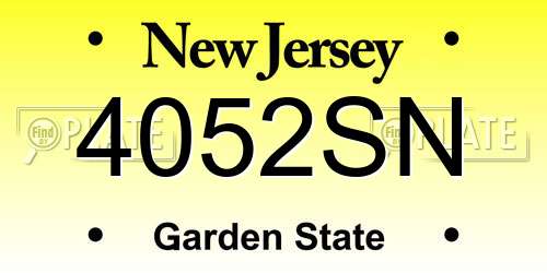 4052SN New Jersey License Plate