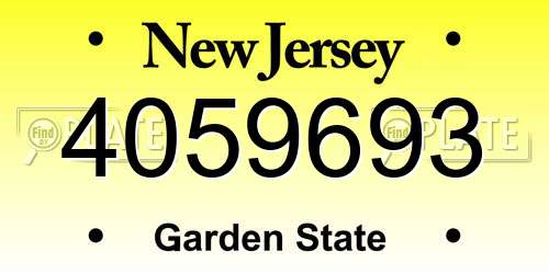 4059693 New Jersey License Plate