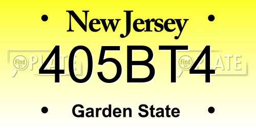 405BT4 New Jersey License Plate