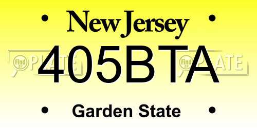405BTA New Jersey License Plate