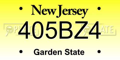 405BZ4 New Jersey License Plate