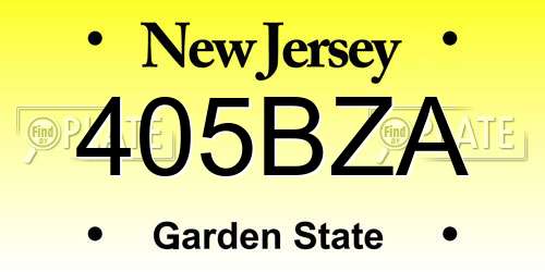 405BZA New Jersey License Plate