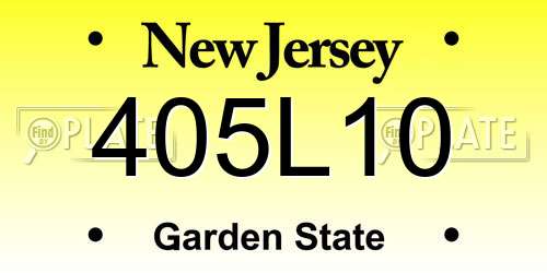 405L10 New Jersey License Plate