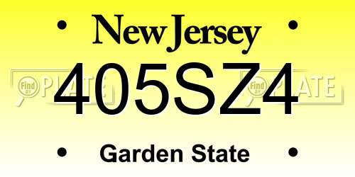 405SZ4 New Jersey License Plate