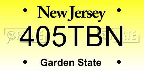 405TBN New Jersey License Plate