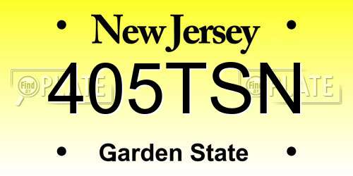 405TSN New Jersey License Plate
