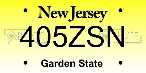 405ZSN New Jersey License Plate