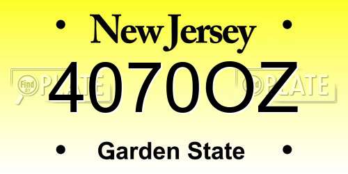 4070OZ New Jersey License Plate