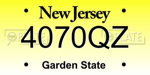 4070QZ New Jersey License Plate