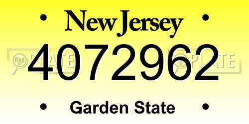 4072962 New Jersey License Plate