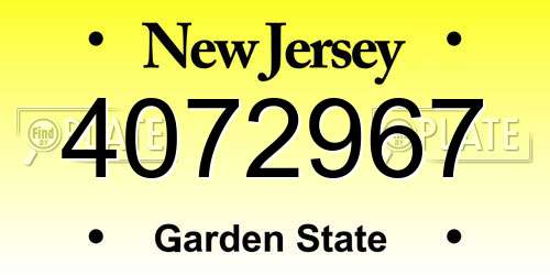 4072967 New Jersey License Plate