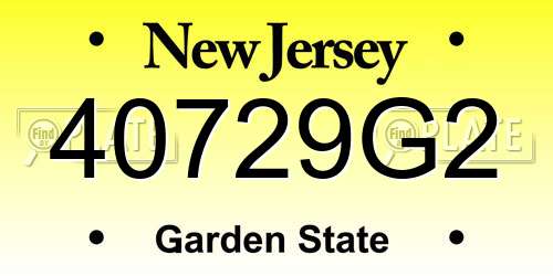 40729G2 New Jersey License Plate