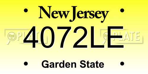 4072LE New Jersey License Plate