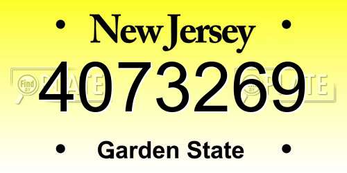 4073269 New Jersey License Plate