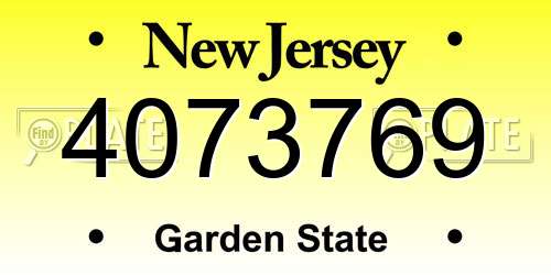 4073769 New Jersey License Plate