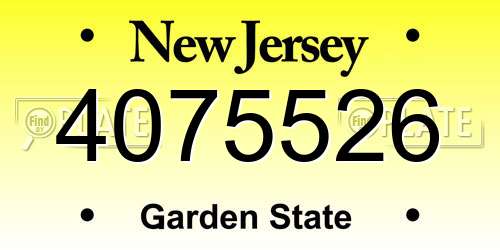 4075526 New Jersey License Plate