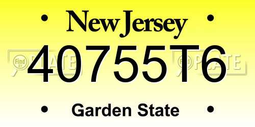 40755T6 New Jersey License Plate