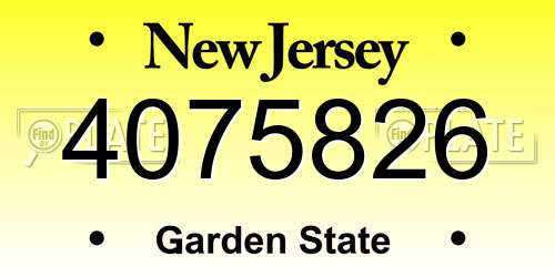 4075826 New Jersey License Plate