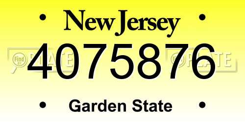 4075876 New Jersey License Plate