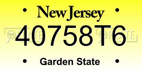40758T6 New Jersey License Plate