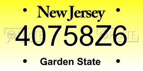 40758Z6 New Jersey License Plate