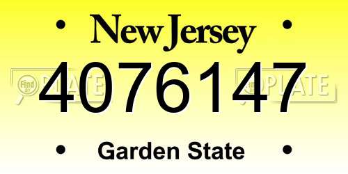 4076147 New Jersey License Plate