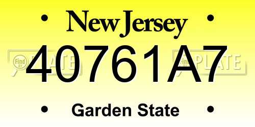 40761A7 New Jersey License Plate