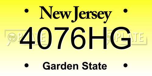 4076HG New Jersey License Plate