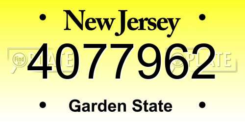 4077962 New Jersey License Plate