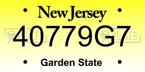 40779G7 New Jersey License Plate
