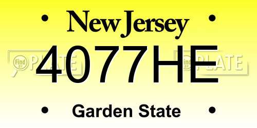4077HE New Jersey License Plate