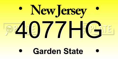 4077HG New Jersey License Plate